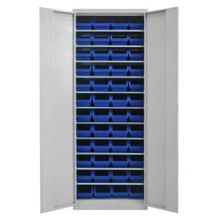 Am billigsten 🎉 ADB Werkzeugschrank Aus Stahl Mit 11 Fachböden Und 48 Sichtlagerkästen Blau 😉