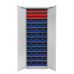 Bestpreis ❤️ ADB Werkzeugschrank Aus Stahl Mit 12 Fachböden Und 58 Sichtlagerkästen ✨