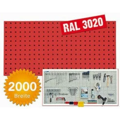 Aktion ⭐ ADB Lochwand Für Werkzeughaken In Verschiedenen Größen Und Farben 493-1975 Mm, Farbe:Verkehrsrot (RAL 3020), Länge:1975 Mm 🎁