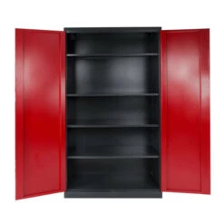 Schlussverkauf ⌛ ADB Stahlschrank XXL (BxHxT) 1100 X 1920 X 580 Mm In Verschiedenen Farben, Farbe:anthrazitgrau/feuerrot 👏