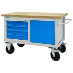 Coupon 👍 ADB Mobile Werkbank Aus Stahl Mit Massiver Buchenplatte Und 4 Rädern Auswahl, Modellvariante:Mit 4 Schubladen Und 1 Schrank 🔥 -Günstiges Adb Geschäft unnamed file 609