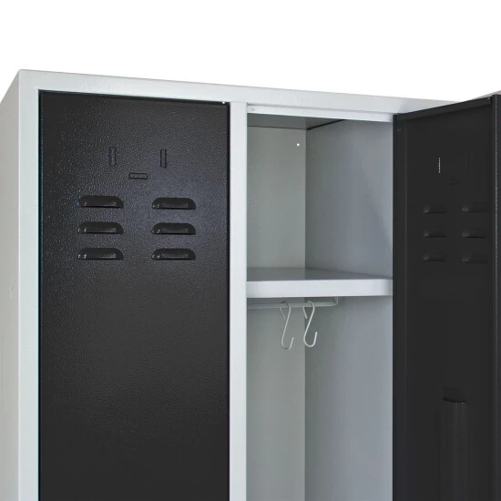 Auslauf ⌛ ADB Spind / Umkleideschrank Aus Stahl In Verschiedenen Farben, 3-türig, Farbe:grau/schwarz 🤩 3 Auslauf ⌛ ADB Spind / Umkleideschrank Aus Stahl In Verschiedenen Farben, 3-türig, Farbe:grau/schwarz 🤩 – Bild 3