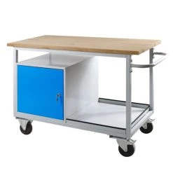Top 10 🛒 ADB Mobile Werkbank 'EKO' Aus Stahl Mit Massiver Buchenplatte Und 4 Rädern Auswahl, Modellvariante:Mit 1 Schrank Und 1 Ablageboden 😀