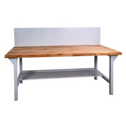 Blitzangebot ⭐ ADB Werkbank Werktisch Packtisch Mit Holzplatte Und Lochwand 2000x750x850mm 🌟